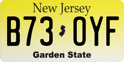 NJ license plate B73OYF