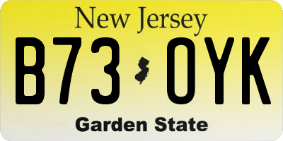 NJ license plate B73OYK