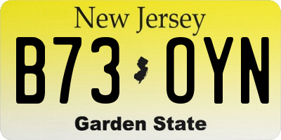 NJ license plate B73OYN