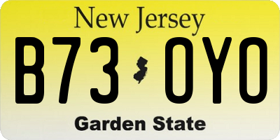 NJ license plate B73OYO