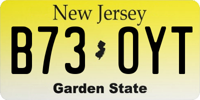 NJ license plate B73OYT