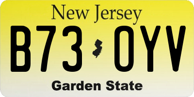 NJ license plate B73OYV