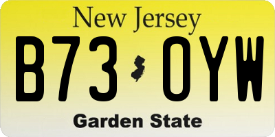 NJ license plate B73OYW