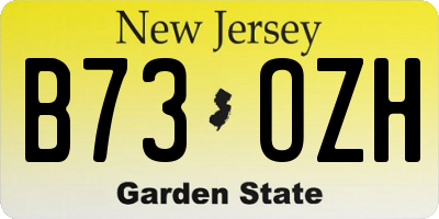 NJ license plate B73OZH
