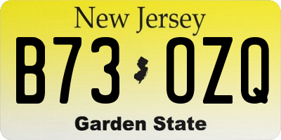 NJ license plate B73OZQ