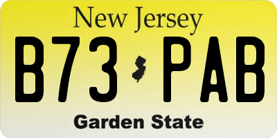 NJ license plate B73PAB