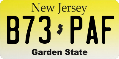 NJ license plate B73PAF