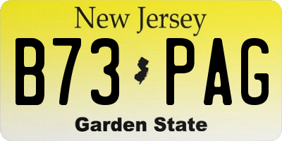 NJ license plate B73PAG