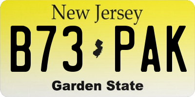 NJ license plate B73PAK