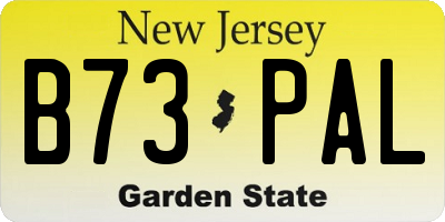 NJ license plate B73PAL