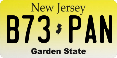 NJ license plate B73PAN