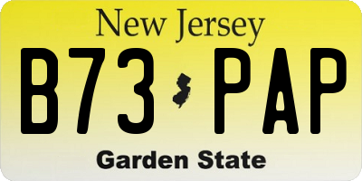 NJ license plate B73PAP