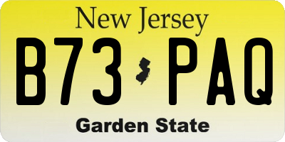 NJ license plate B73PAQ