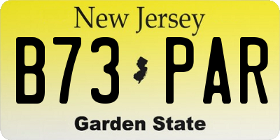 NJ license plate B73PAR