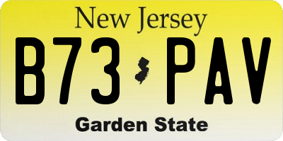 NJ license plate B73PAV