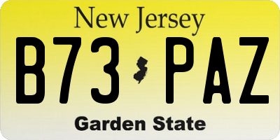 NJ license plate B73PAZ