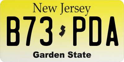 NJ license plate B73PDA