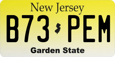 NJ license plate B73PEM