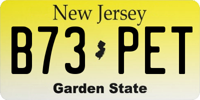 NJ license plate B73PET