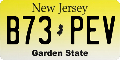 NJ license plate B73PEV