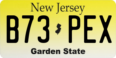 NJ license plate B73PEX