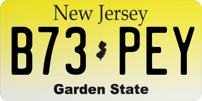 NJ license plate B73PEY