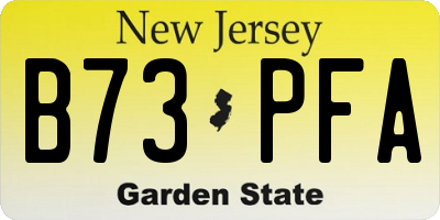 NJ license plate B73PFA