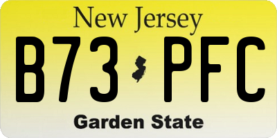 NJ license plate B73PFC
