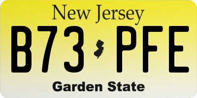 NJ license plate B73PFE