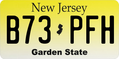 NJ license plate B73PFH