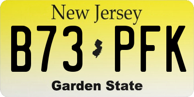 NJ license plate B73PFK