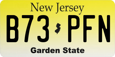 NJ license plate B73PFN