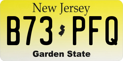 NJ license plate B73PFQ