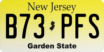 NJ license plate B73PFS