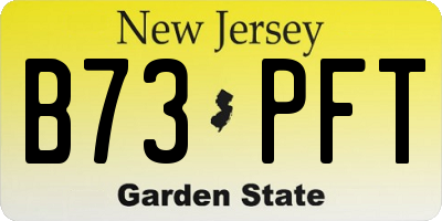 NJ license plate B73PFT
