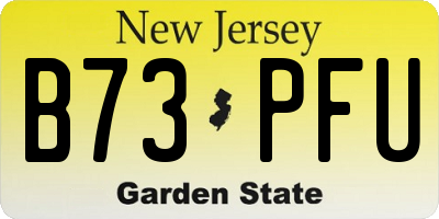 NJ license plate B73PFU