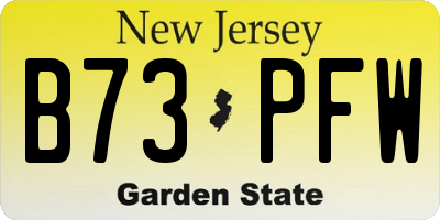 NJ license plate B73PFW
