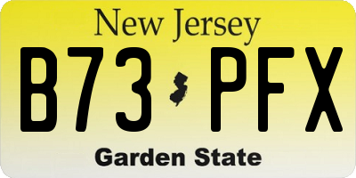 NJ license plate B73PFX