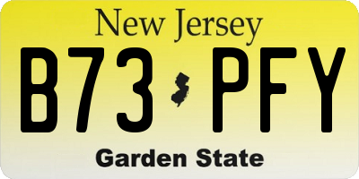 NJ license plate B73PFY