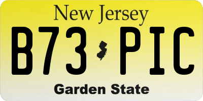 NJ license plate B73PIC
