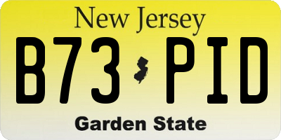 NJ license plate B73PID