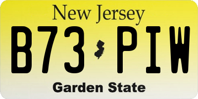 NJ license plate B73PIW