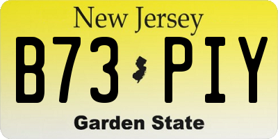 NJ license plate B73PIY