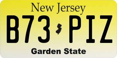 NJ license plate B73PIZ