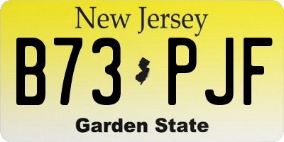 NJ license plate B73PJF