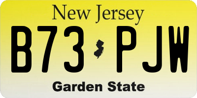 NJ license plate B73PJW