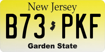 NJ license plate B73PKF