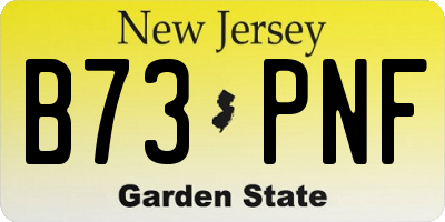 NJ license plate B73PNF