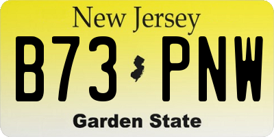 NJ license plate B73PNW