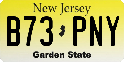 NJ license plate B73PNY